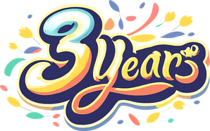 3 years নীয়ন লোগো